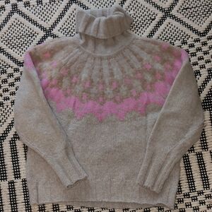 Bluivy Pink and Gray Turtleneck Sweater